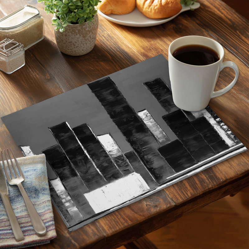 Contemporary Cities Shapes Placemat | Black & White Home Decor
