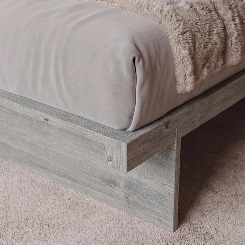 Structure de lit Hardee, Twin, Bois gris