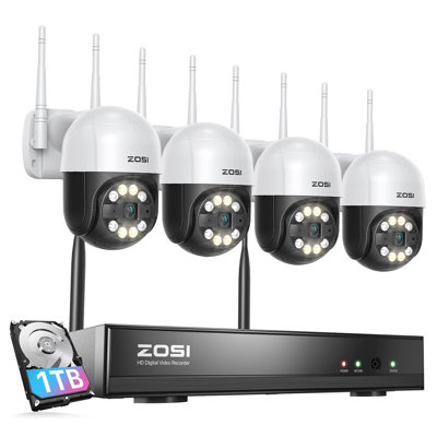 8CH 3MP Security Camera System with 4pcs WIFI PTZ Cameras, Spotlight, AI Human Detection, 1TB HDD -  ZOSI, 8AP-2893W4-10-US-A10