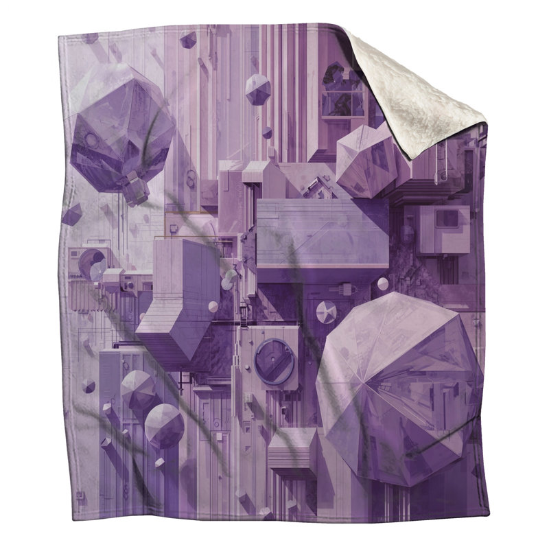 Couvertures à motifs géométriques mauves, L 60 po x H 80 po