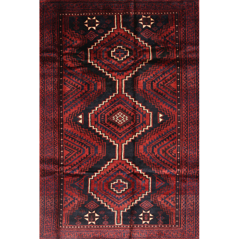 Tapis noir / rouge Southwestern, Rectangle 8 pi x 12 pi