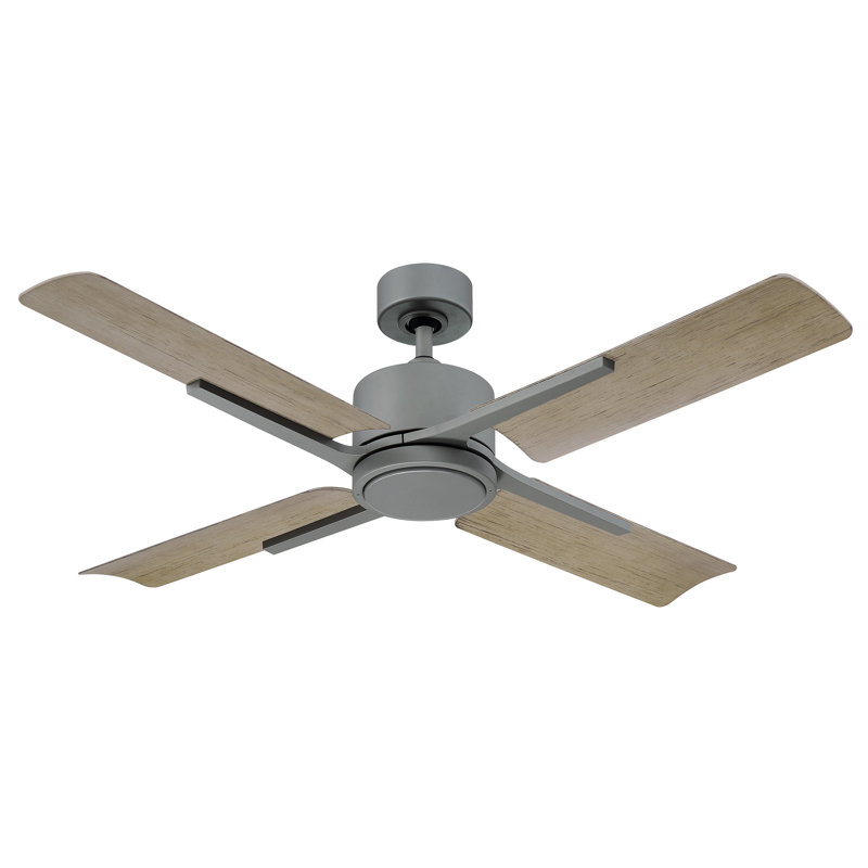 56" Graphite/Weathered Gray 4 - Blade Outdoor/Indoor Smart Ceiling Fan with LED Light Kit And Remote Control Included, Works With Alexa and iOS or Android App