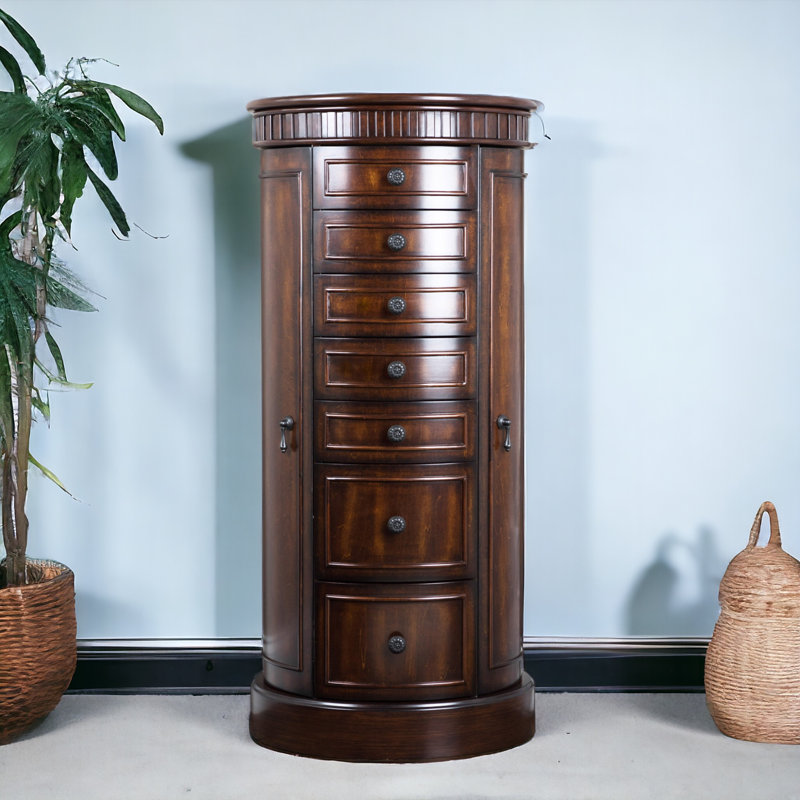 Armoire à bijoux avec miroir Pettus, Noyer antique