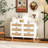 43.31"6-Drawers Rattan Storage Cabinet Rattan Drawer With LED Lights And Power Outlet