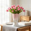 Vase en céramique de 9,64 pouces en céramique, rose et blanc