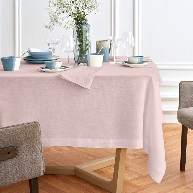 Sonoma - 100% Pure Linen Tablecloth (Prewashed), Soft Pink, 90" x 70"