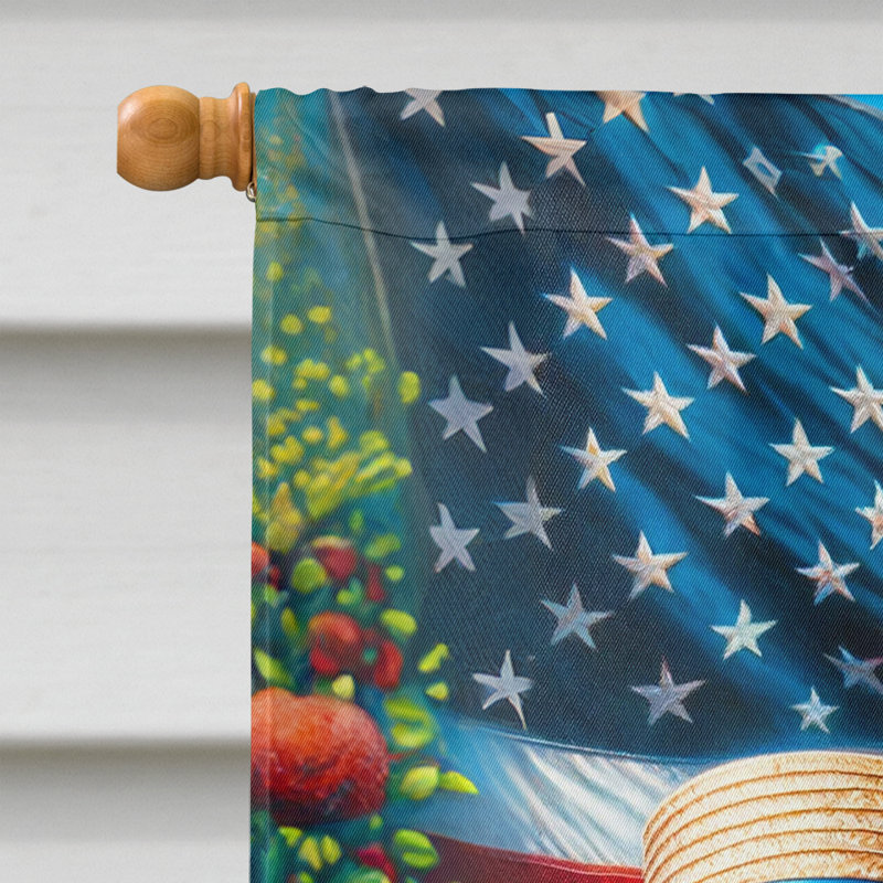 Drapeau «All American House», Vert / bleu / caniche rouge