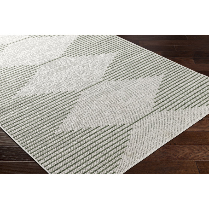 Tapis intérieur / extérieur vert Isidro Irielle, Rond 6 pi 7 po
