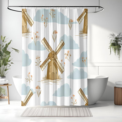 Rideau de douche avec tapis de bain
