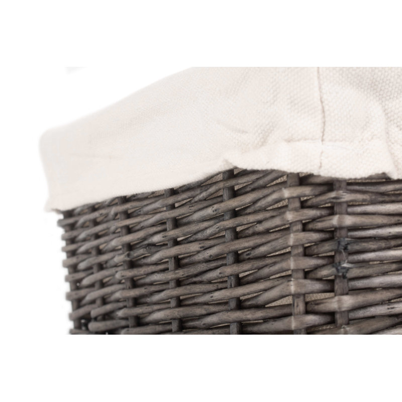 Wicker Lined Storage Tray Basket, 12cm H x 24cm W x 18cm D