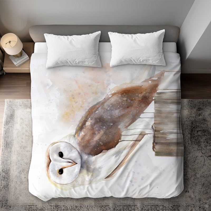 Barn Owl Rustic Beige King Duvet Cover | Home Decor