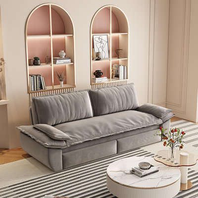 Canapé-lit escamotable de 73,2 po pour grand lit, canapé-lit convertible 3 en 1, causeuse multifonctionnelle en velours, gris (ancien numéro de référence: W1885S00051 / W1885S00121)