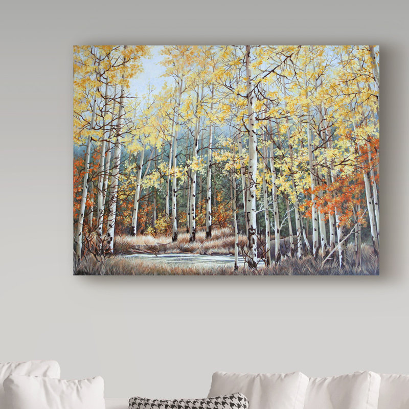 « new aspen de oliveraies », reproduction de peinture à l’acrylique sur toile tendue, H 18 po x l 24 po x P 2 po