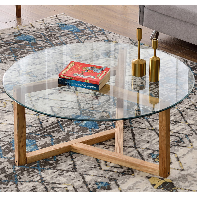 Round Glass Coffee Table, Brown