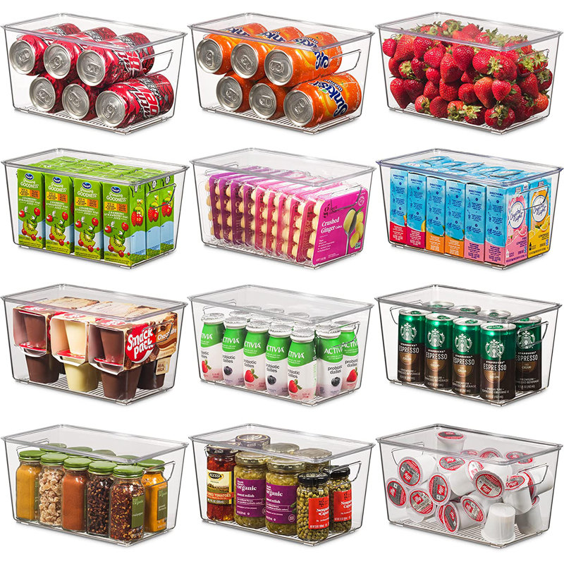 Caydan Fridge Bins with Lids 12 Set 