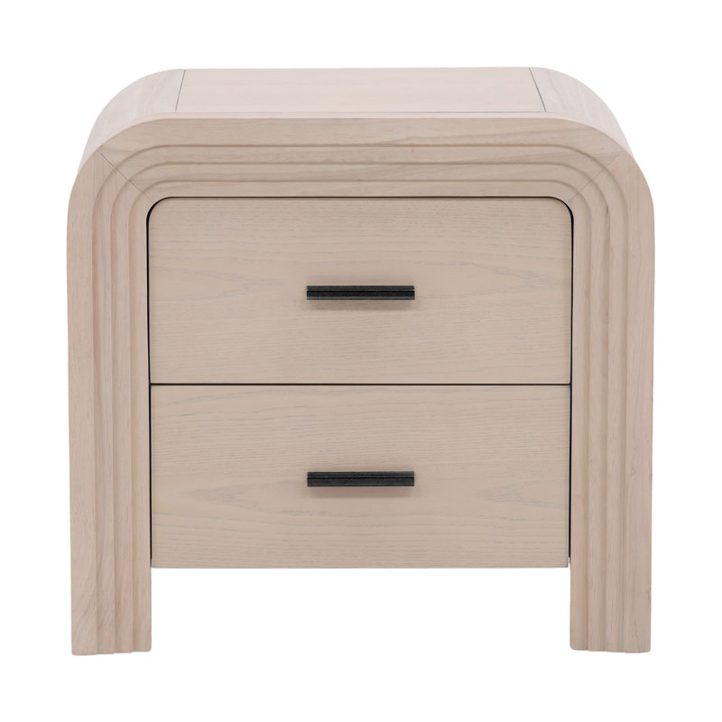 Portland 2-Drawer Rubberwood Nightstand. Bleach Natural