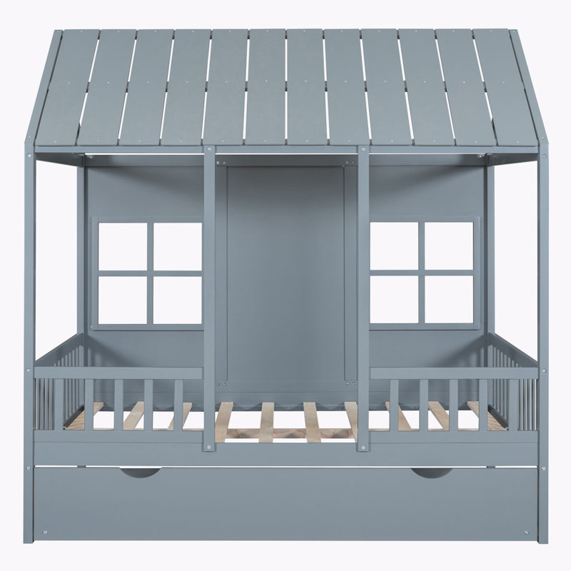 Lit avec lit gigogne Annalayah House, Double, gris