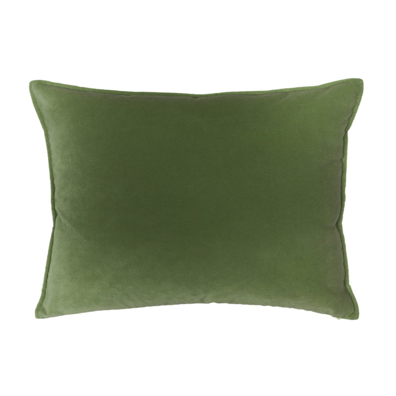 Franklin Washable Velvet Square Pillow Cover & Insert , Vert Lichen, 16"H x 30"W