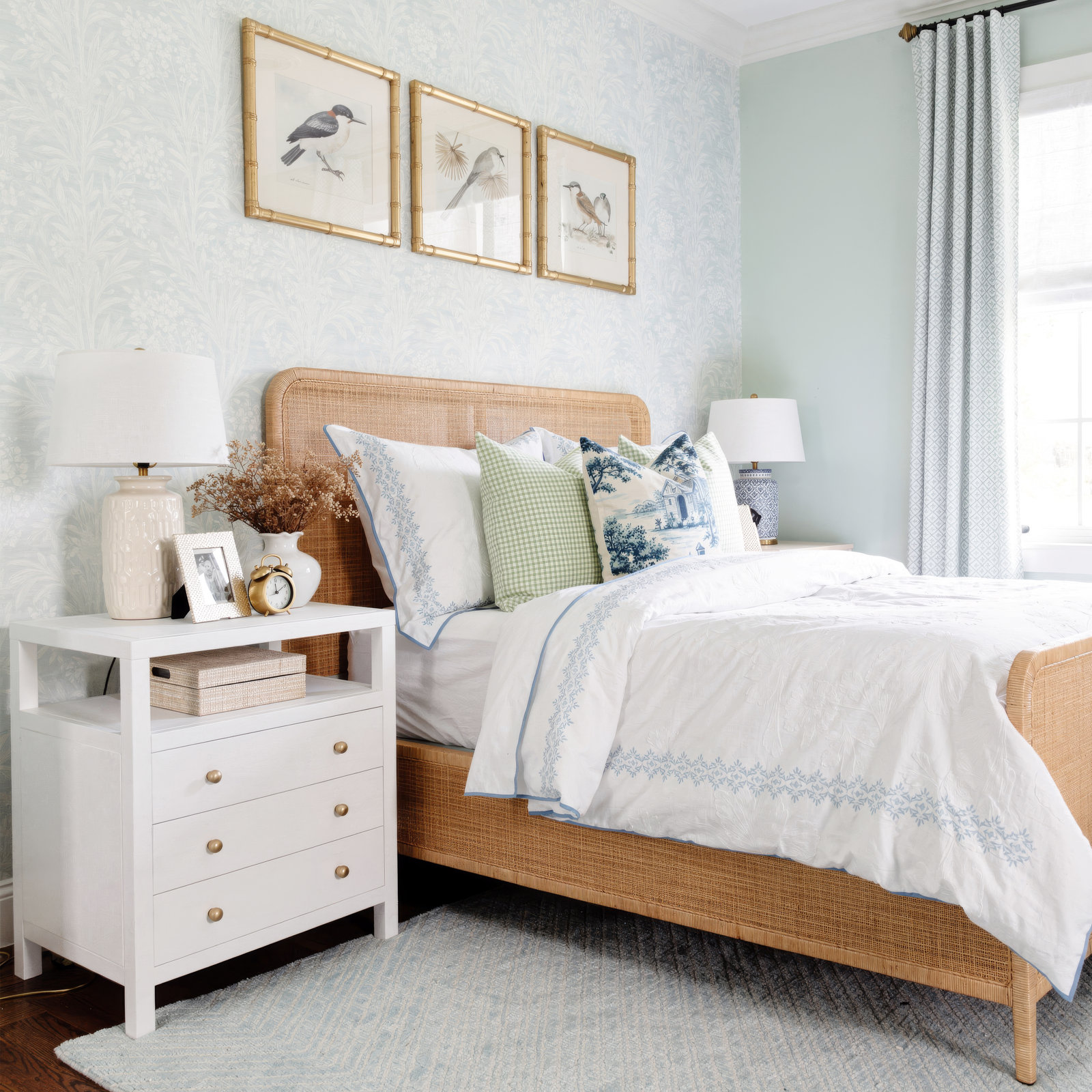 Celine 3-Drawer Acacia Nightstand, Textured White