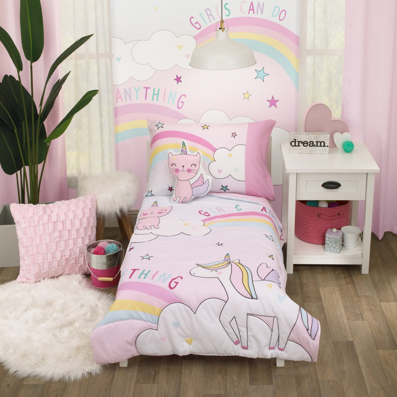 Ensemble de literie pour tout-petits 4 pièces Fiorentino Caticorn Girl Power