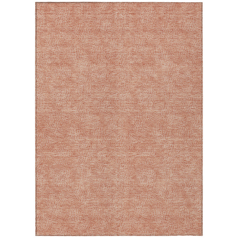 Copper Rectangular Synthetic Outdoor Rug with Stain Protection