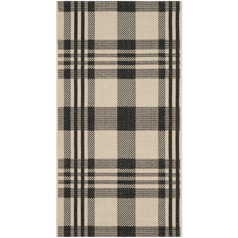 Lakeeva Performance Plaid Indoor/Outdoor Area Rug, Rectangle 2'7" x 5', Black/Bone