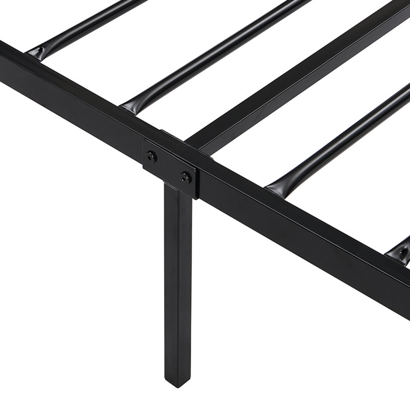 Structure de lit moderne en métal simple, élément de chambre à coucher confortable, article noir silencieux
