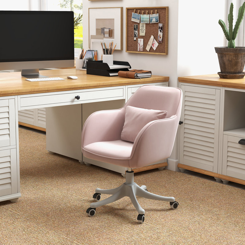 Allysin Office Chair with Lumbar Massage Pillow, Pink