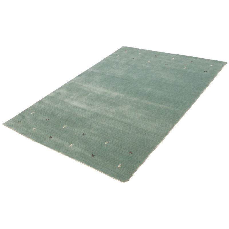 Tapis turquoise nouvel âge en laine de conception unique 6 pi 6 po x 9 pi 5 po Turquoise