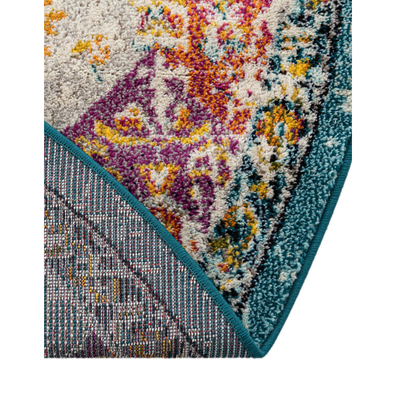 Tapis multicolore abstrait Galyean, Rectangle 6 pi 1 po x 9 pi