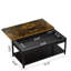Table basse de salon rectangulaire avec empreinte digitale - compartiment caché verrouillé et système d'alarme, finition grain de bois, acier laminé à froid, idéal pour plusieurs espaces dans des résidences, intérieur unique