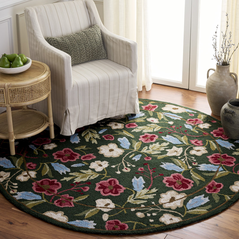 Jardin 472 Hand Tufted Performance Floral Rug, Round 6'
