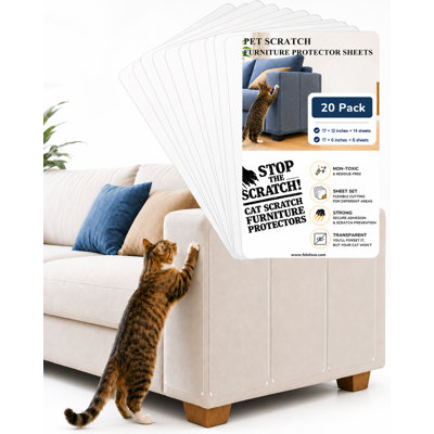 Heavy Duty Clear Guard Furniture Cat Scratch Protector, Transparent, 20 count