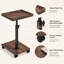 Table de bout réglable en forme de C avec plateau pivotant et roulettes