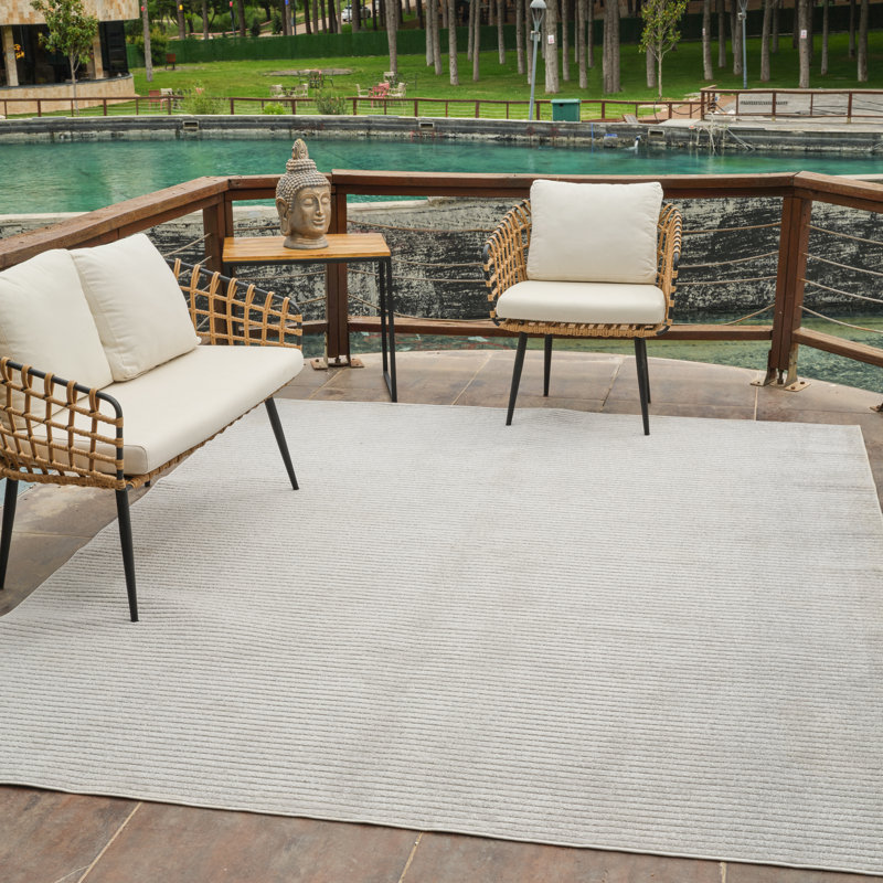 Rug Branch Solena 8' x 10' (7'10" x 10') Grey/Beige Striped Indoor Area Rug, Contemporary, Low Pile, Stain-Resistant Carpet - Living Room, Bedroom, Dining Room, and Kitchen