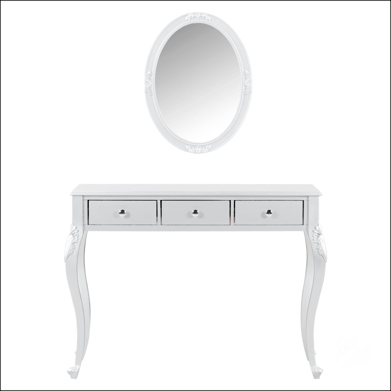 Meuble-lavabo de luxe avec miroir ovale et rangement pour bijoux, console élégante pour plusieurs pièces, idéale pour un décor élégant