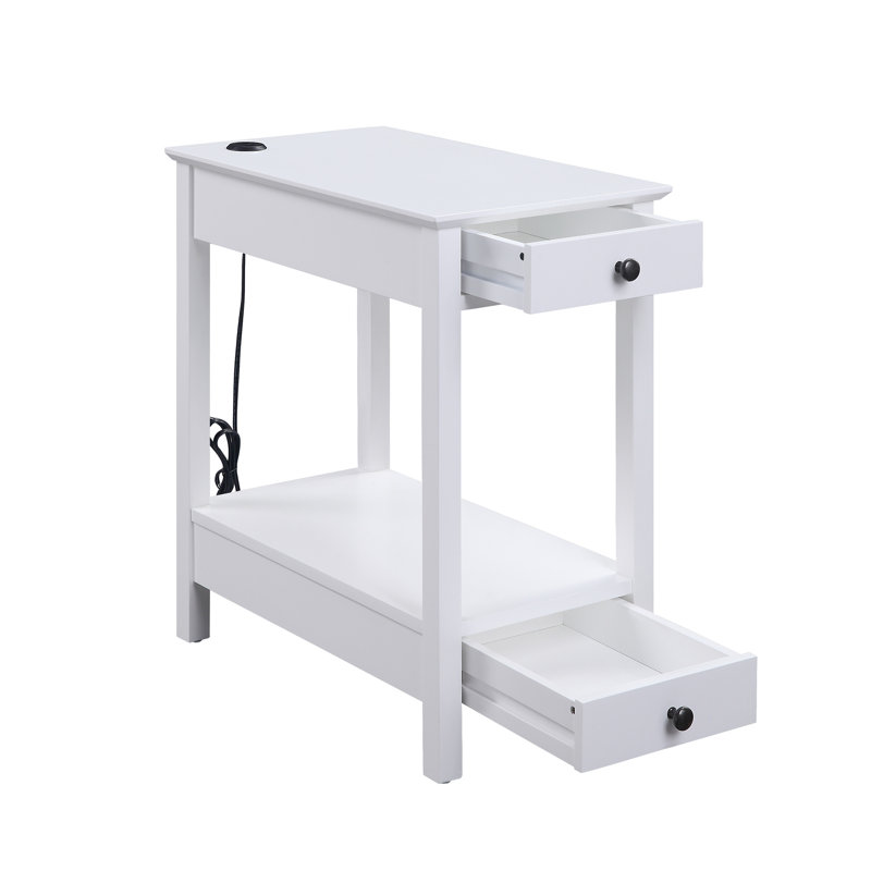 Byzad White Finish Accent Table W/USB