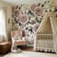 Papier peint à motif floral beige-93707530