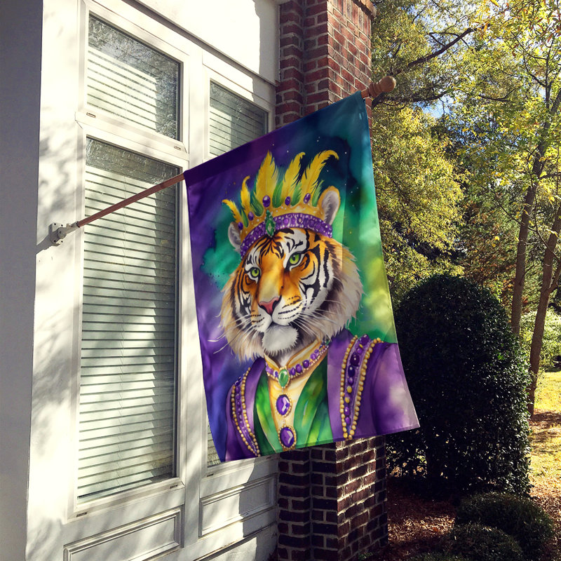 Double Sided 40'' H x 28'' W Polyester Mardi Gras House Flag