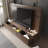 Rolling TV Stand For Tvs Up To 78'' Movable Wooden TV Cabinet With 3 Storage Drawer And Open Shelves