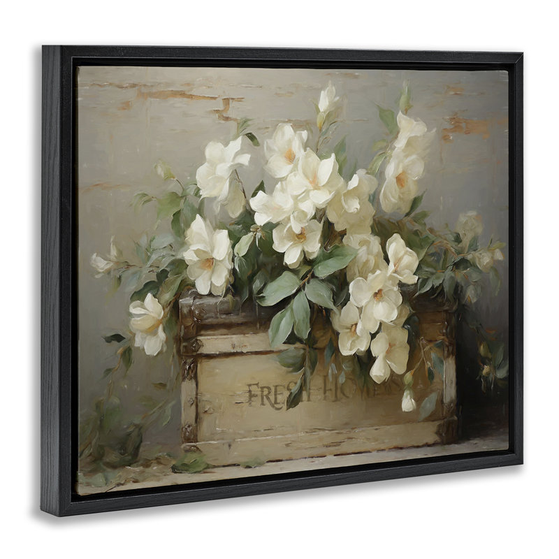 «Fresh Rustic Flowers», art mural sur toile flottante noire par Ramona Murdock, Cadre flottant noir de jais