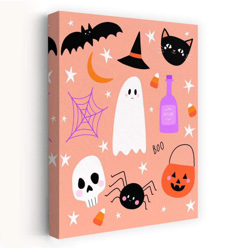 Halloween's Favorite Things, art mural abstrait fantaisiste coloré, H 36 po x l 24 po