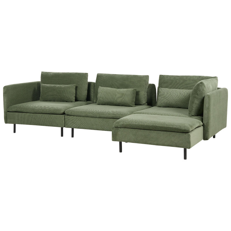 Raelie 3 Seater Corner Sofa , Green, Left Hand Facing