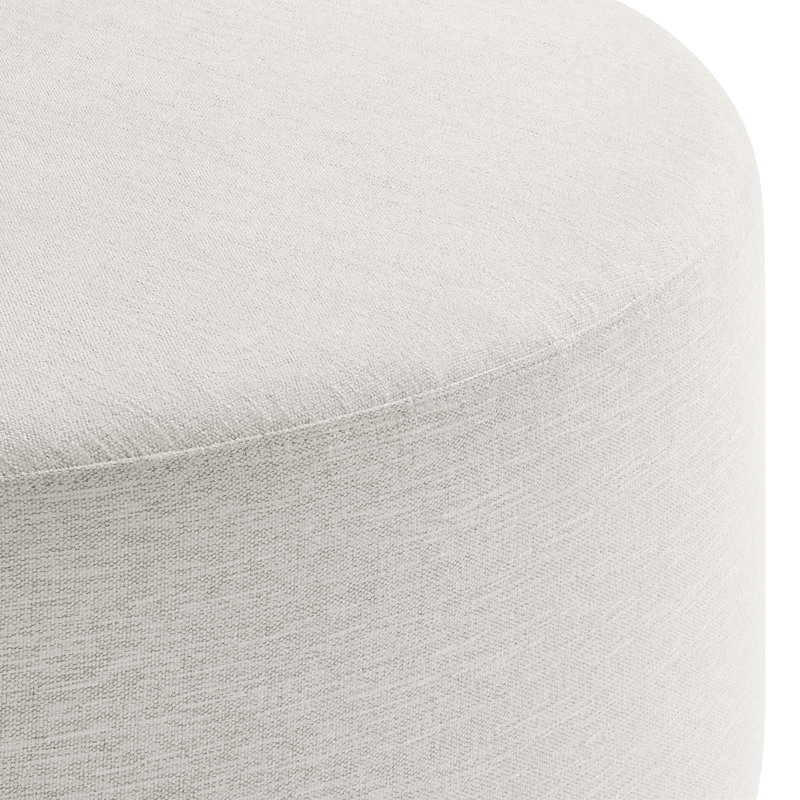 Modway Callum Large 38" Round Woven Heathered Fabric Upholstered Ottoman, Heathered Weave Ivory Fabric