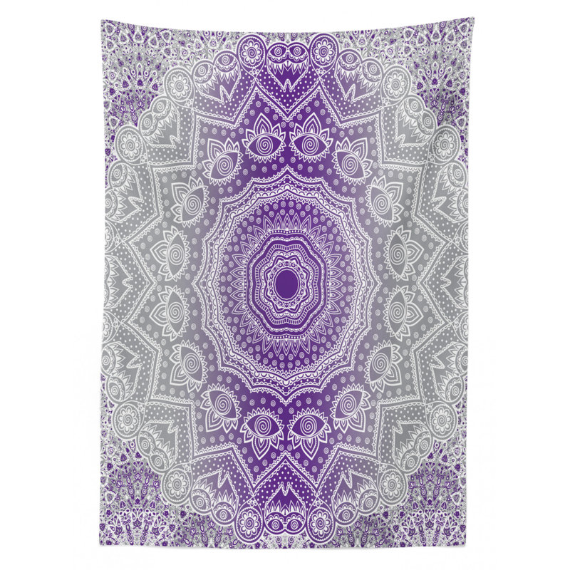Dining Room Kitchen Tablecloth, 84" L x 60" W, Gray/Purple