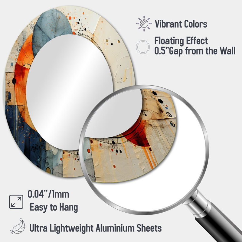 Mixed Media - Teal Modern Oval Wall Mirror, 43" x 33"
