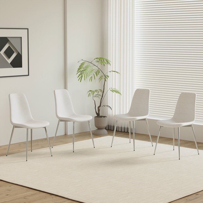 Chaise d'appoint en velours 19,3 po H , Blanc, Argent argent