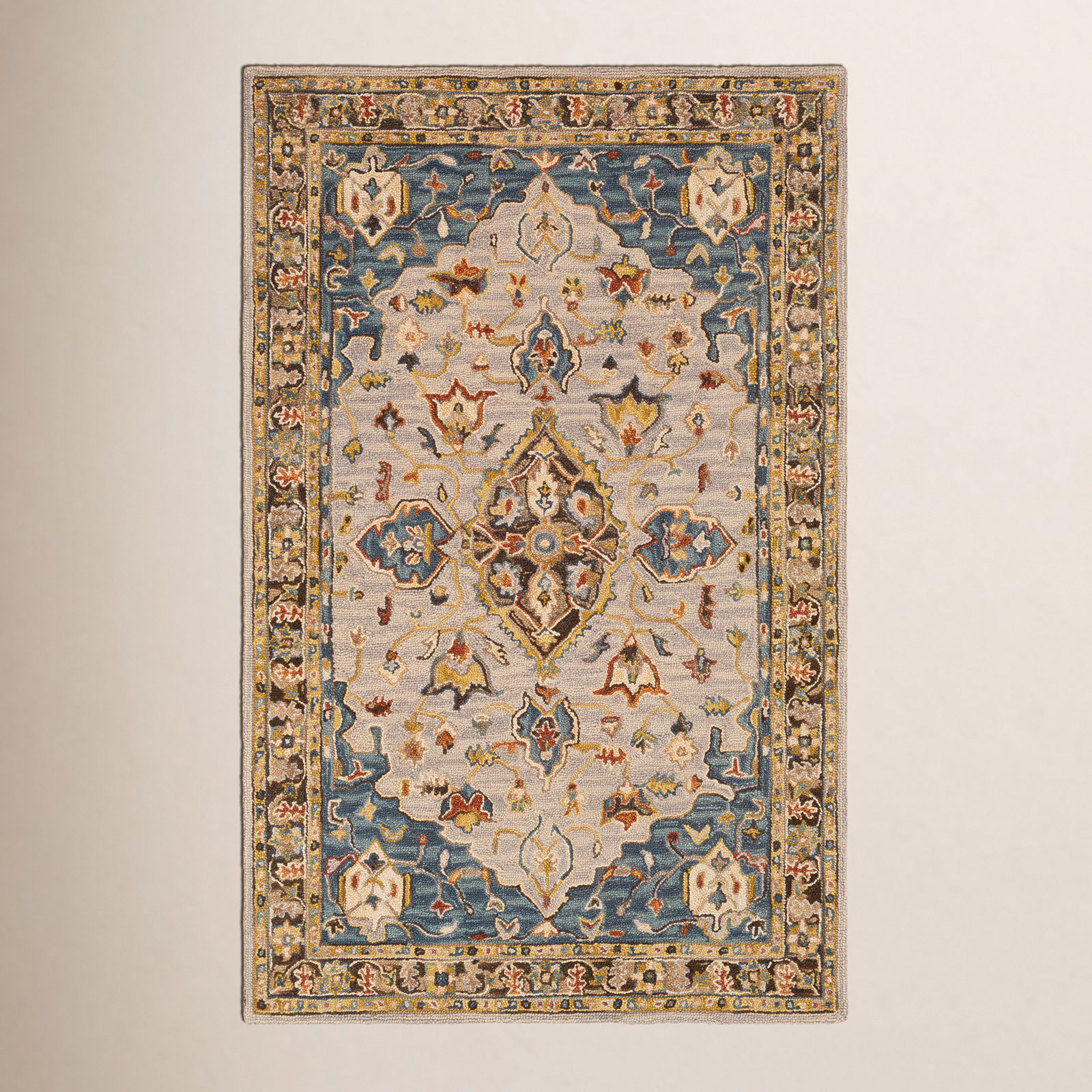 Alford Taupe Hand-Tufted Oriental Wool Rug, Rectangle 5' x 7'6"