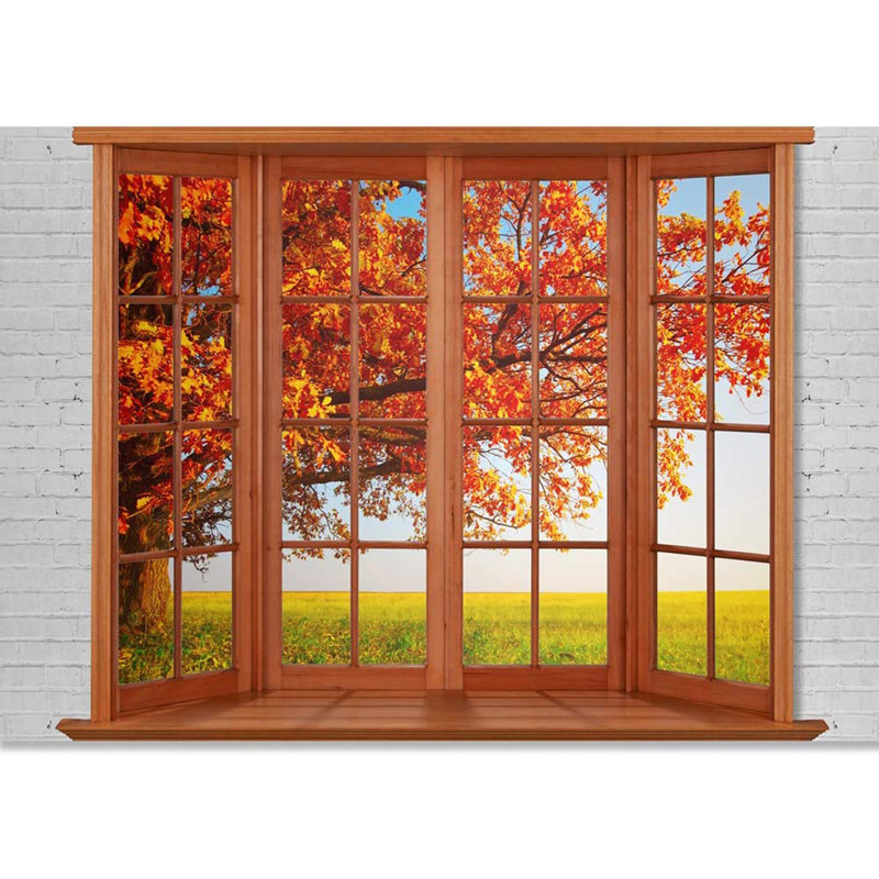 Adhésif mural fenêtre vue de la nature, L 100 po x L 144 po