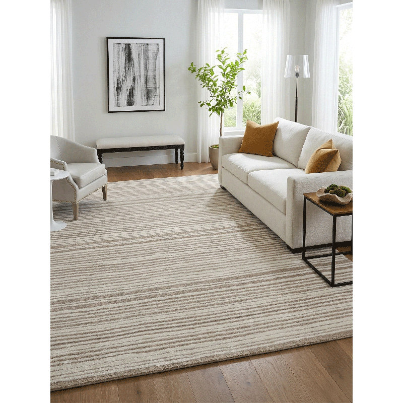 Akash Rectangle Area Rug in Beige/Light Brown, Rectangle 5' x 8'